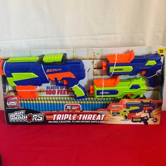 Buzz Bee Toys Triple Threat Blaster Set - Blue, Green, Orange - Picture 1 of 3